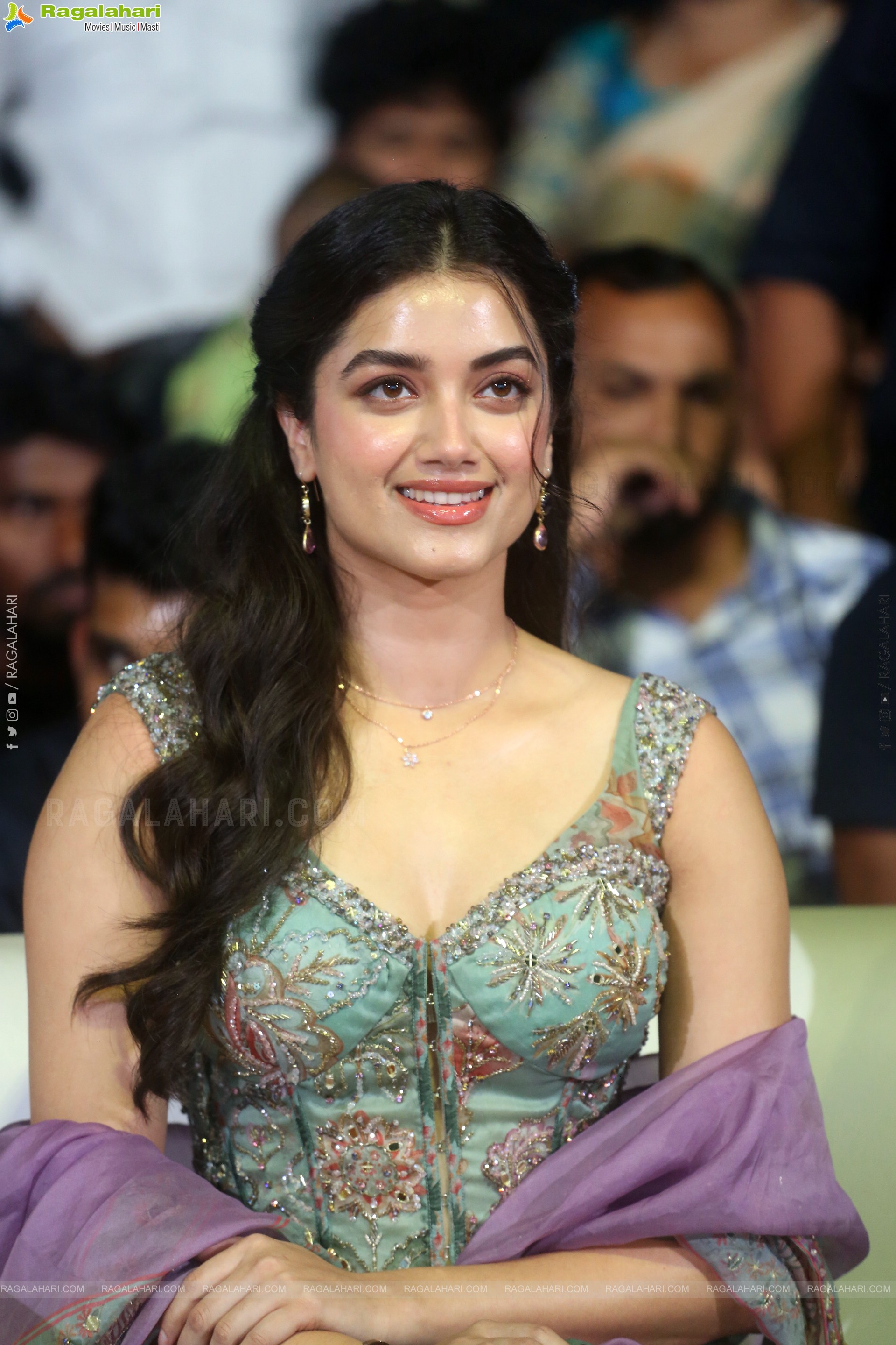 Bhagyashri Borse at Andhra King Taluka Trailer Launch, HD Gallery