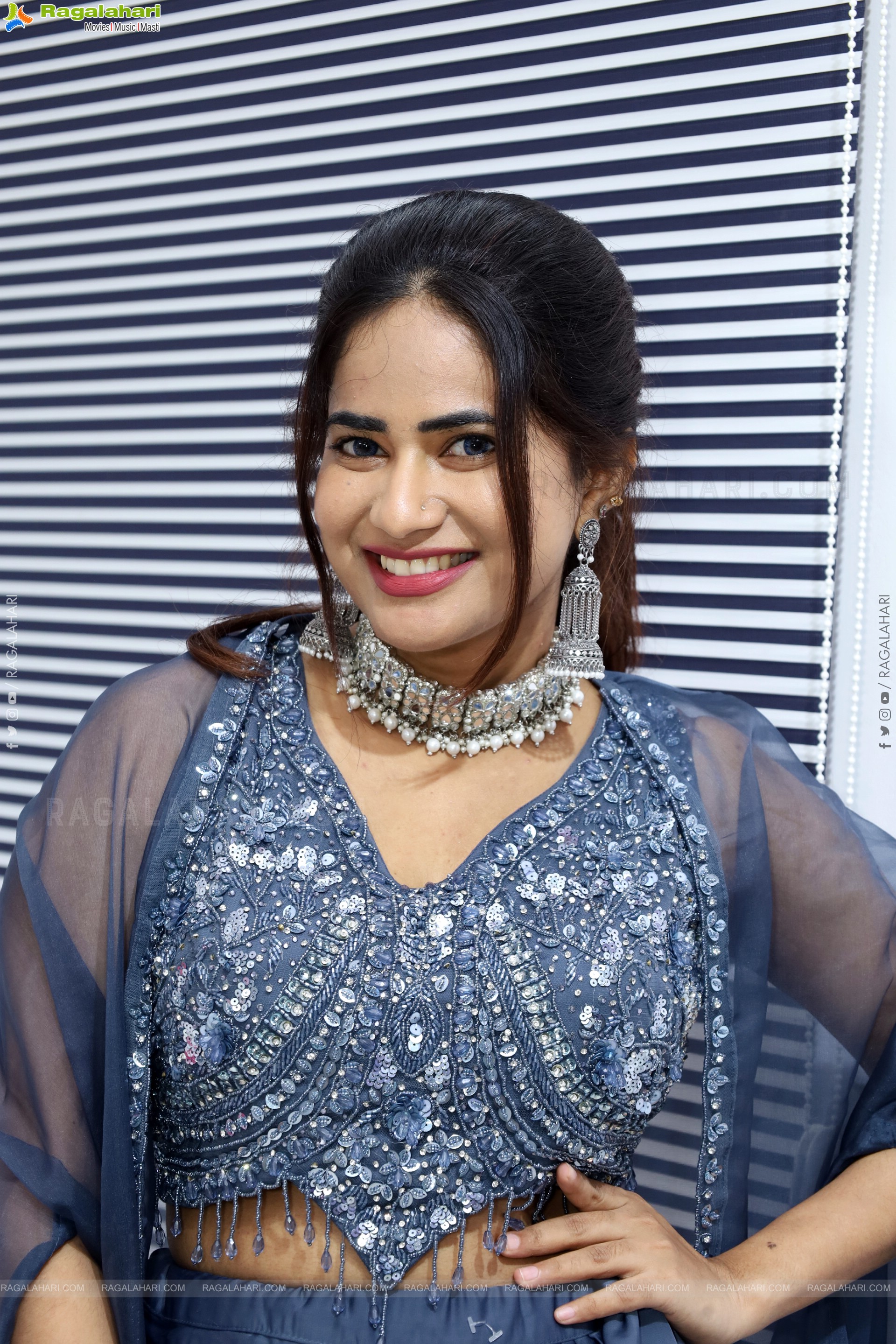 Naziya Khan in Grey Embellished Dress, HD Photo Gallery