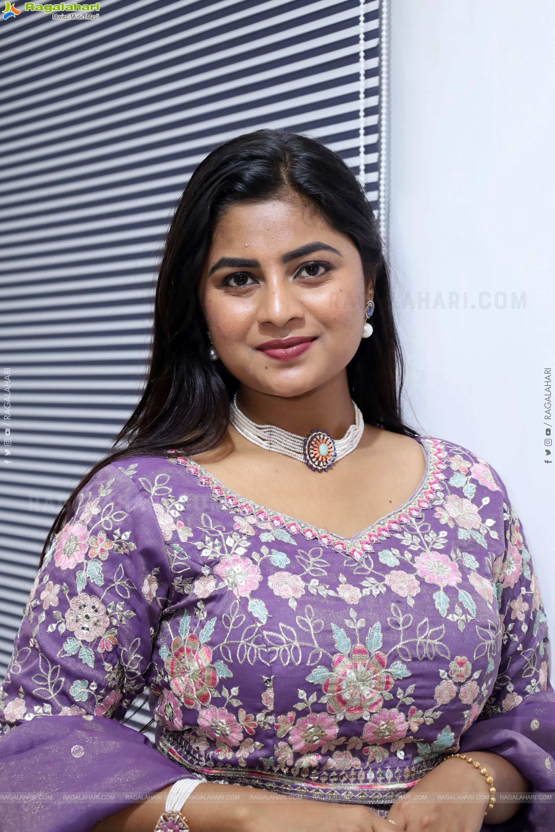 Siri Papa stills in Violet Designer Dress, HD Gallery