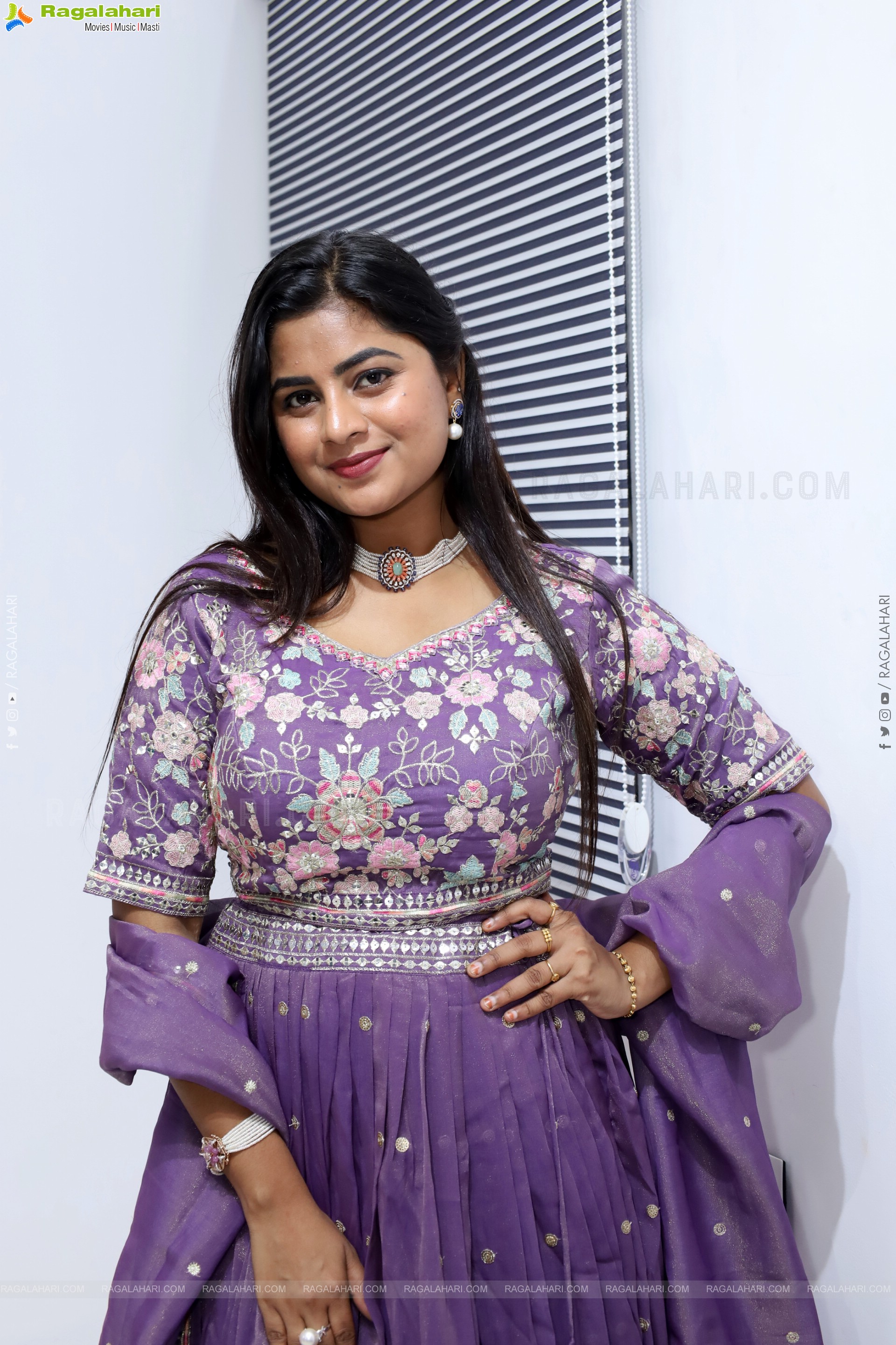 Siri Papa stills in Violet Designer Dress, HD Gallery