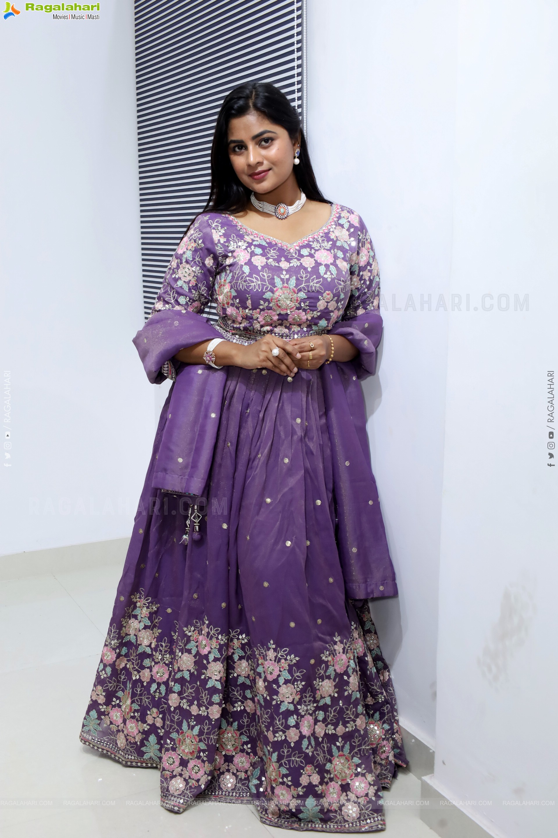 Siri Papa stills in Violet Designer Dress, HD Gallery