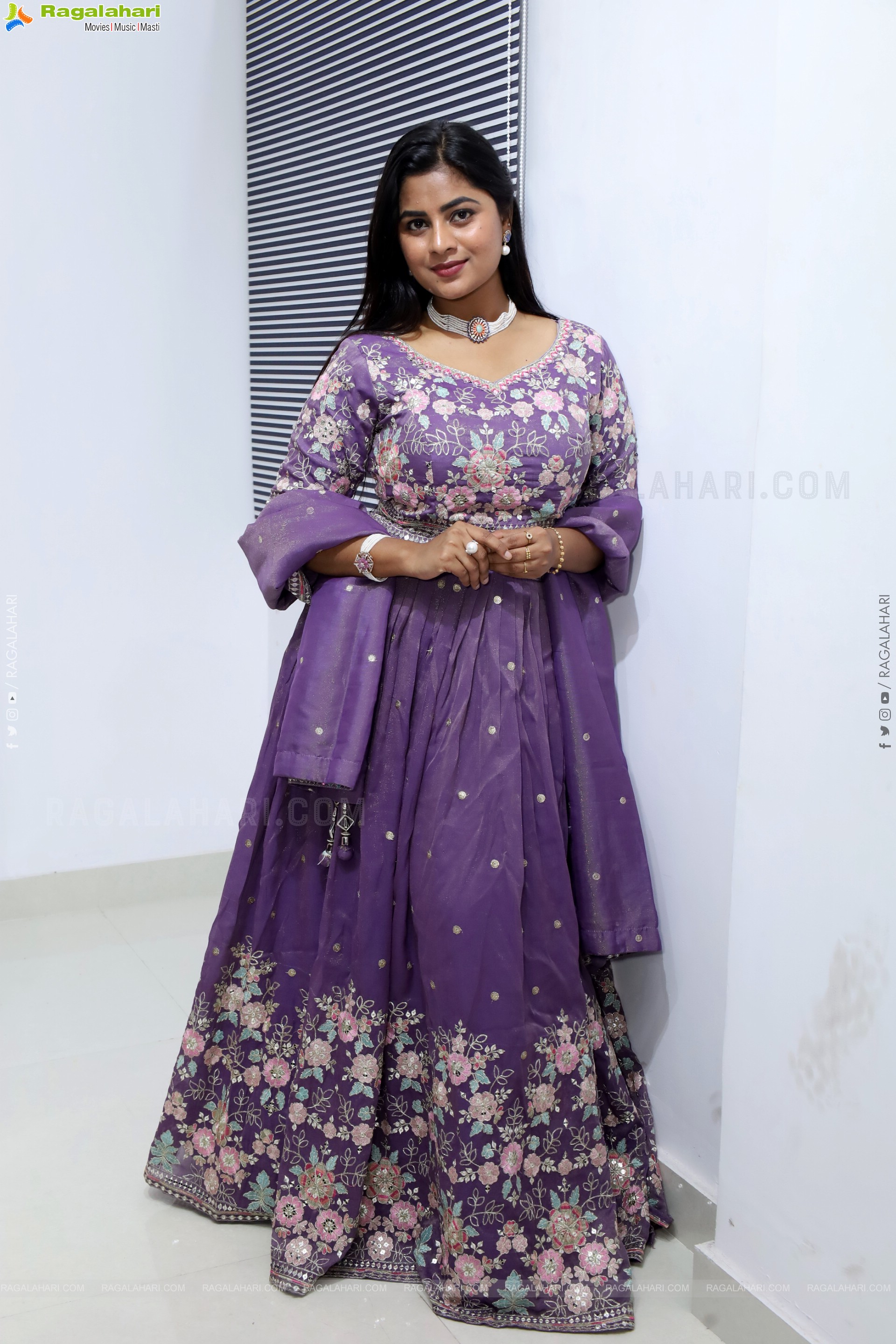 Siri Papa stills in Violet Designer Dress, HD Gallery