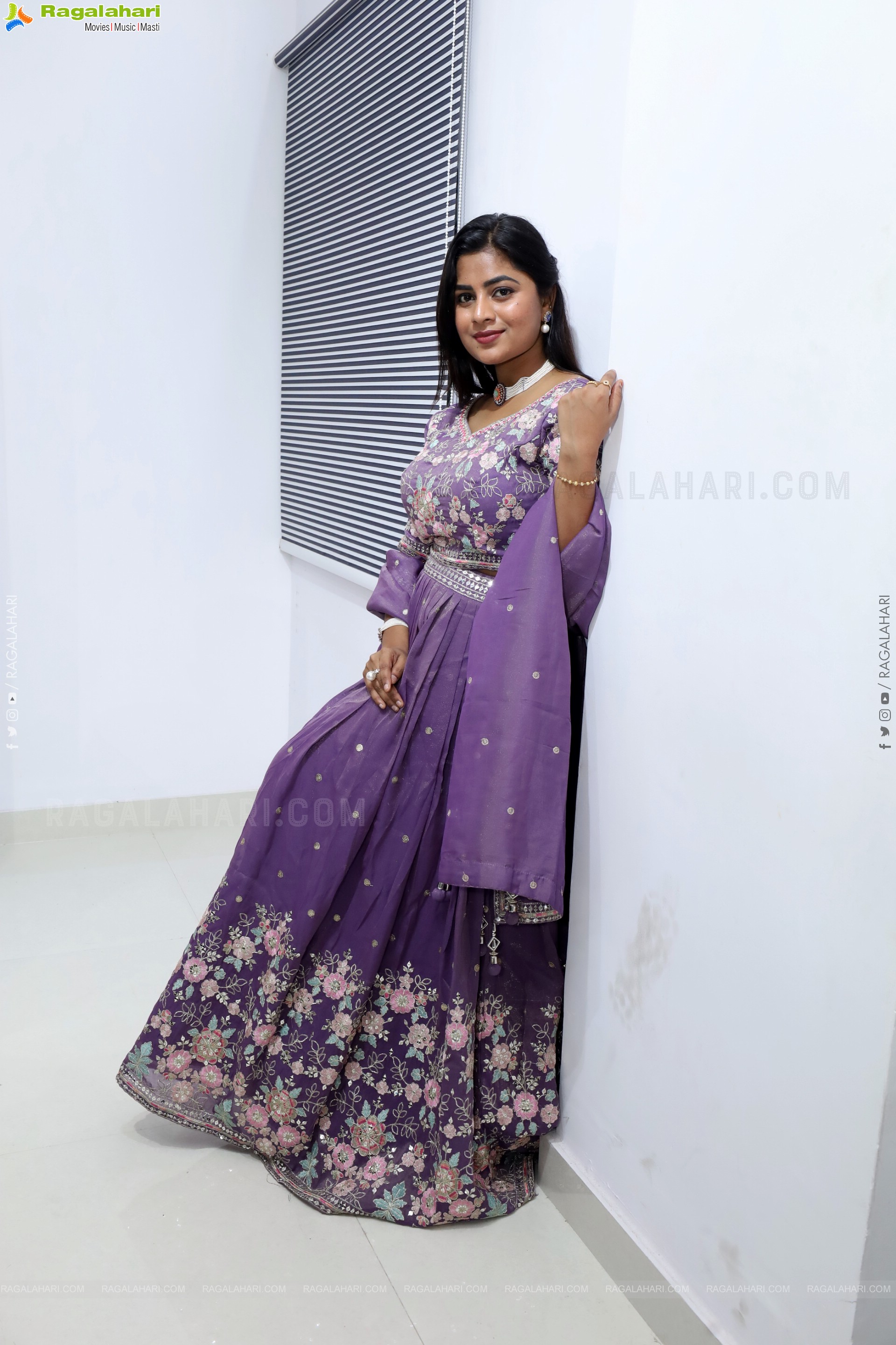 Siri Papa stills in Violet Designer Dress, HD Gallery