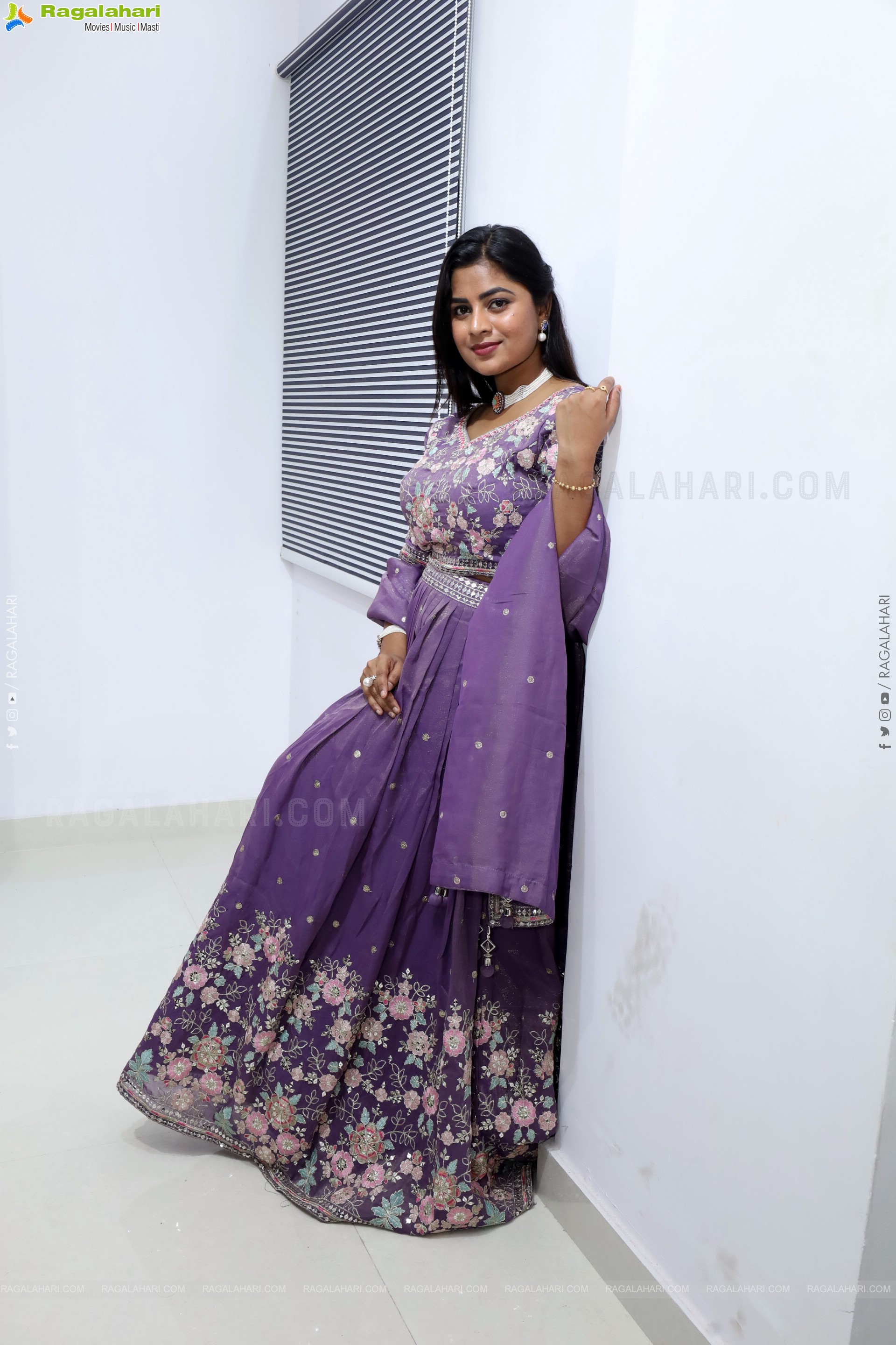 Siri Papa stills in Violet Designer Dress, HD Gallery