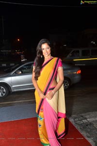 Sameera Reddy Yellow Pink Saree