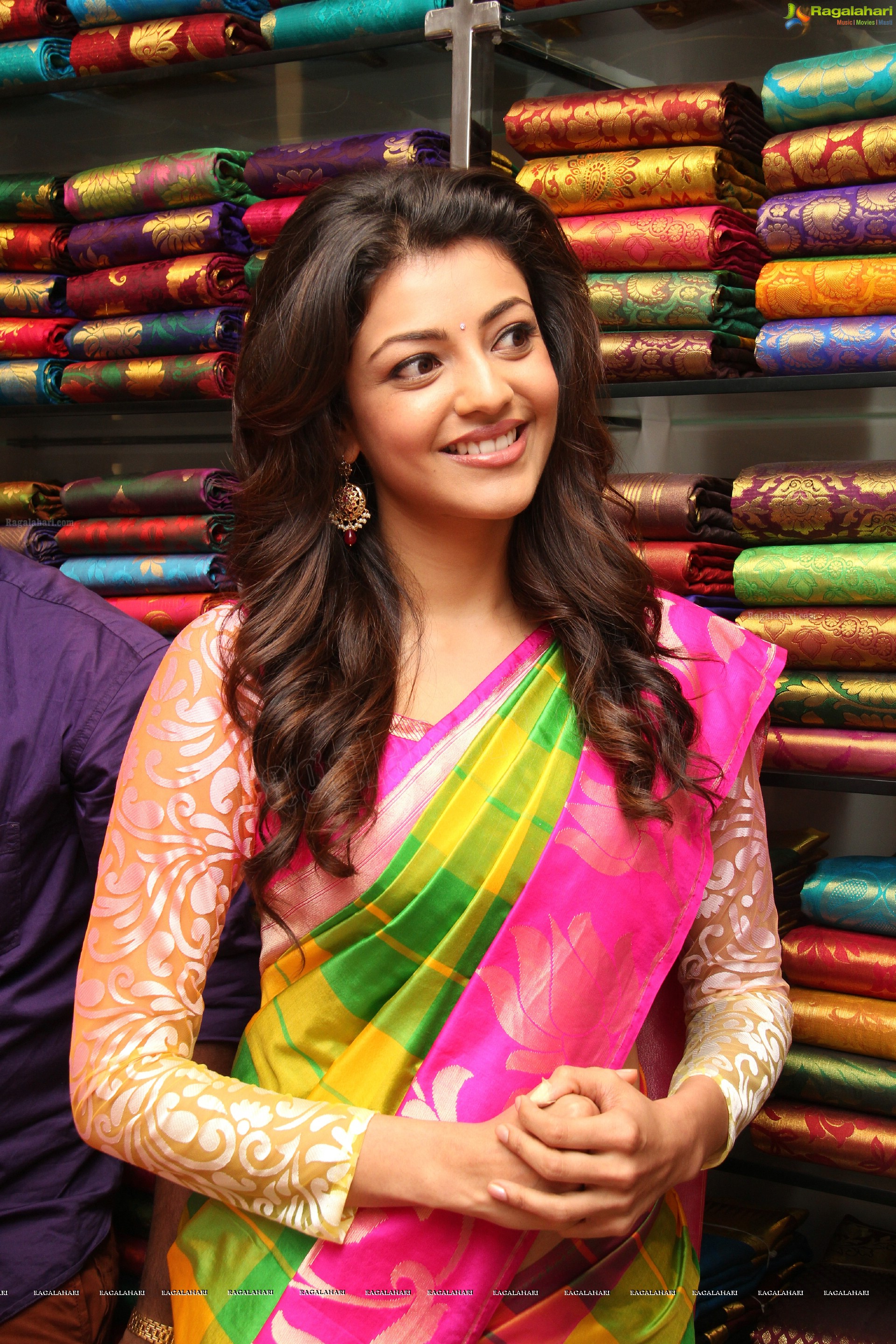 Kajal Aggarwal in Pink Saree at Kalanikethan, Hyderabad, Exclusive HD Photos