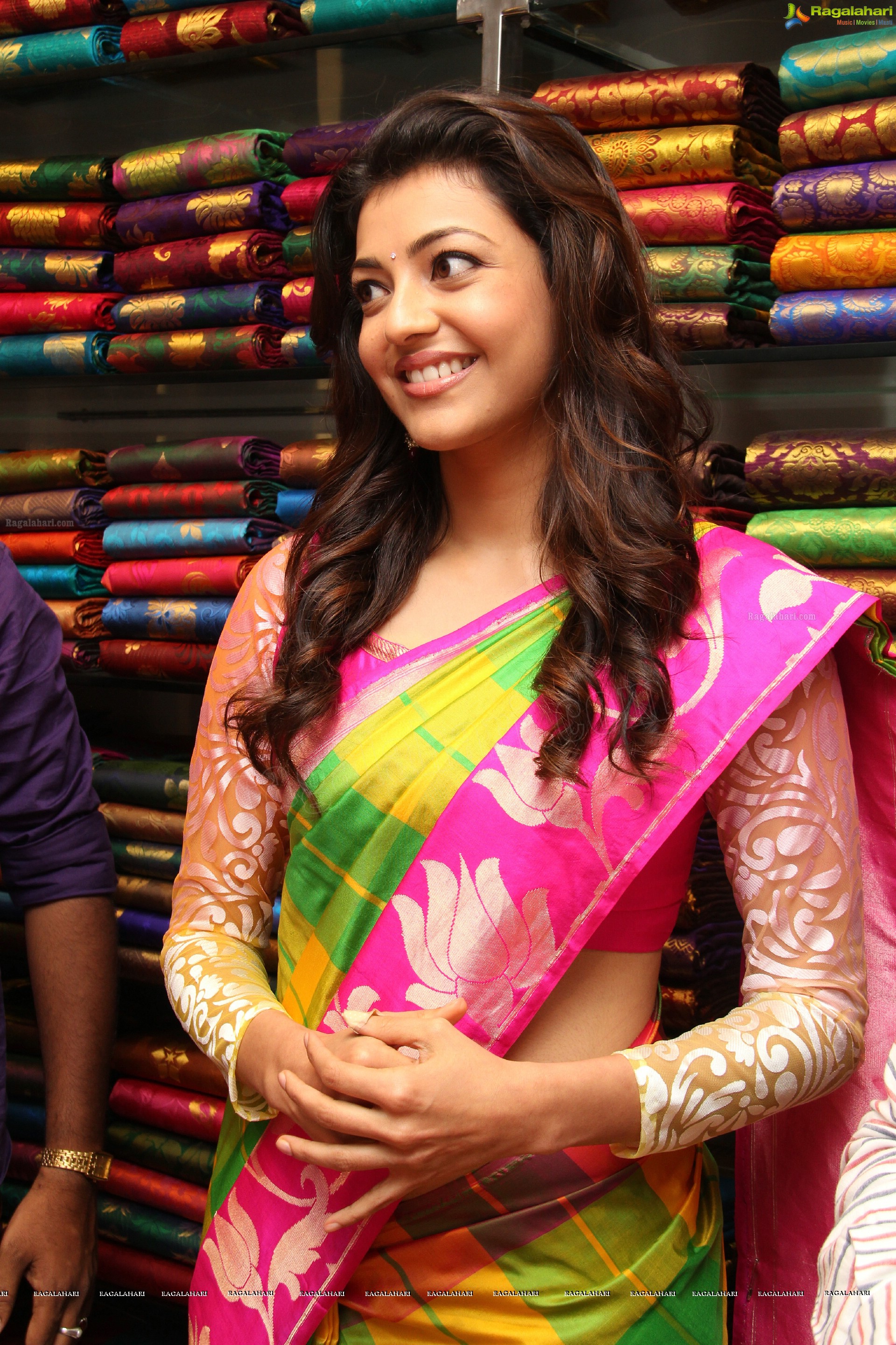 Kajal Aggarwal in Pink Saree at Kalanikethan, Hyderabad, Exclusive HD Photos