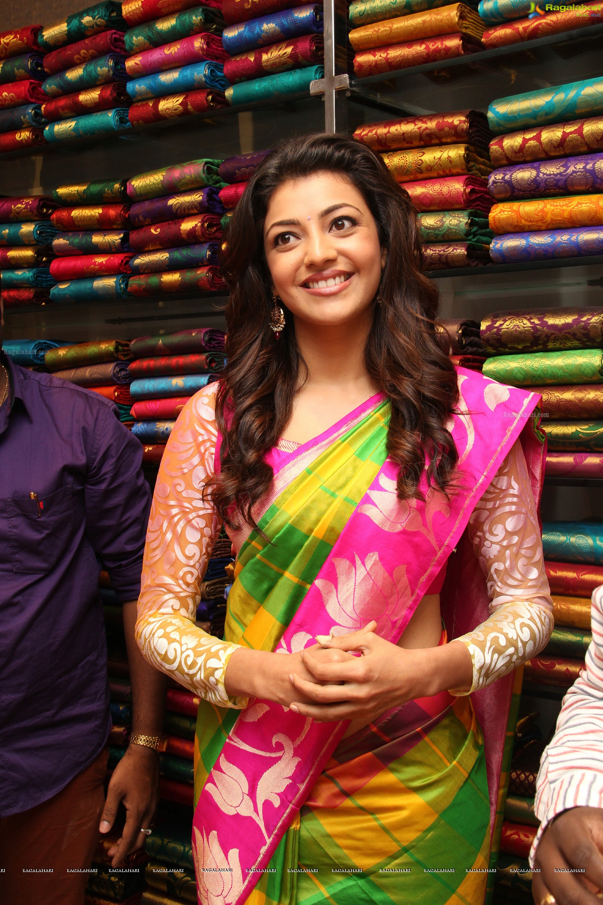 Kajal Aggarwal in Pink Saree at Kalanikethan, Hyderabad, Exclusive HD Photos