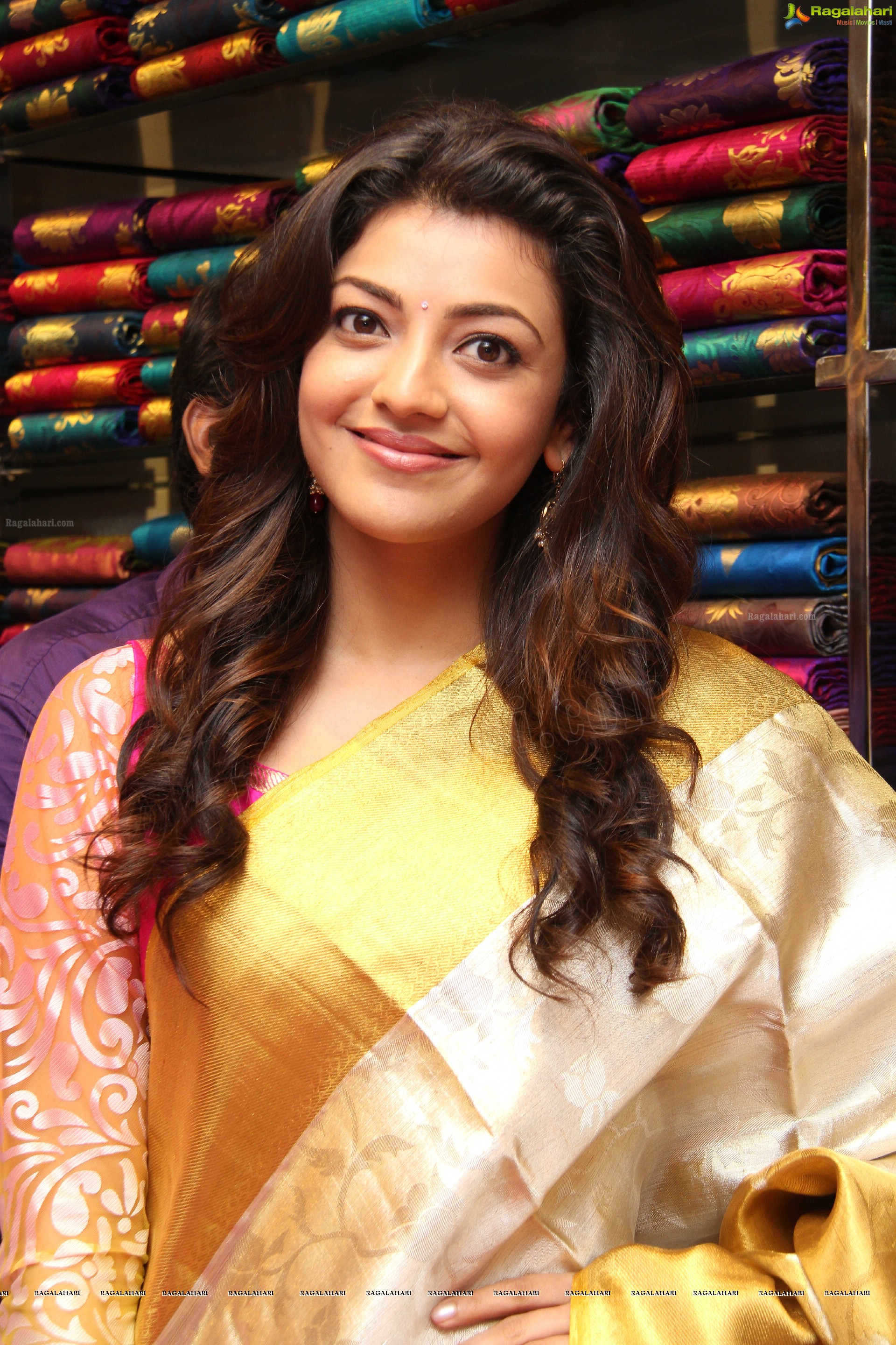 Kajal Aggarwal in Pink Saree at Kalanikethan, Hyderabad, Exclusive HD Photos