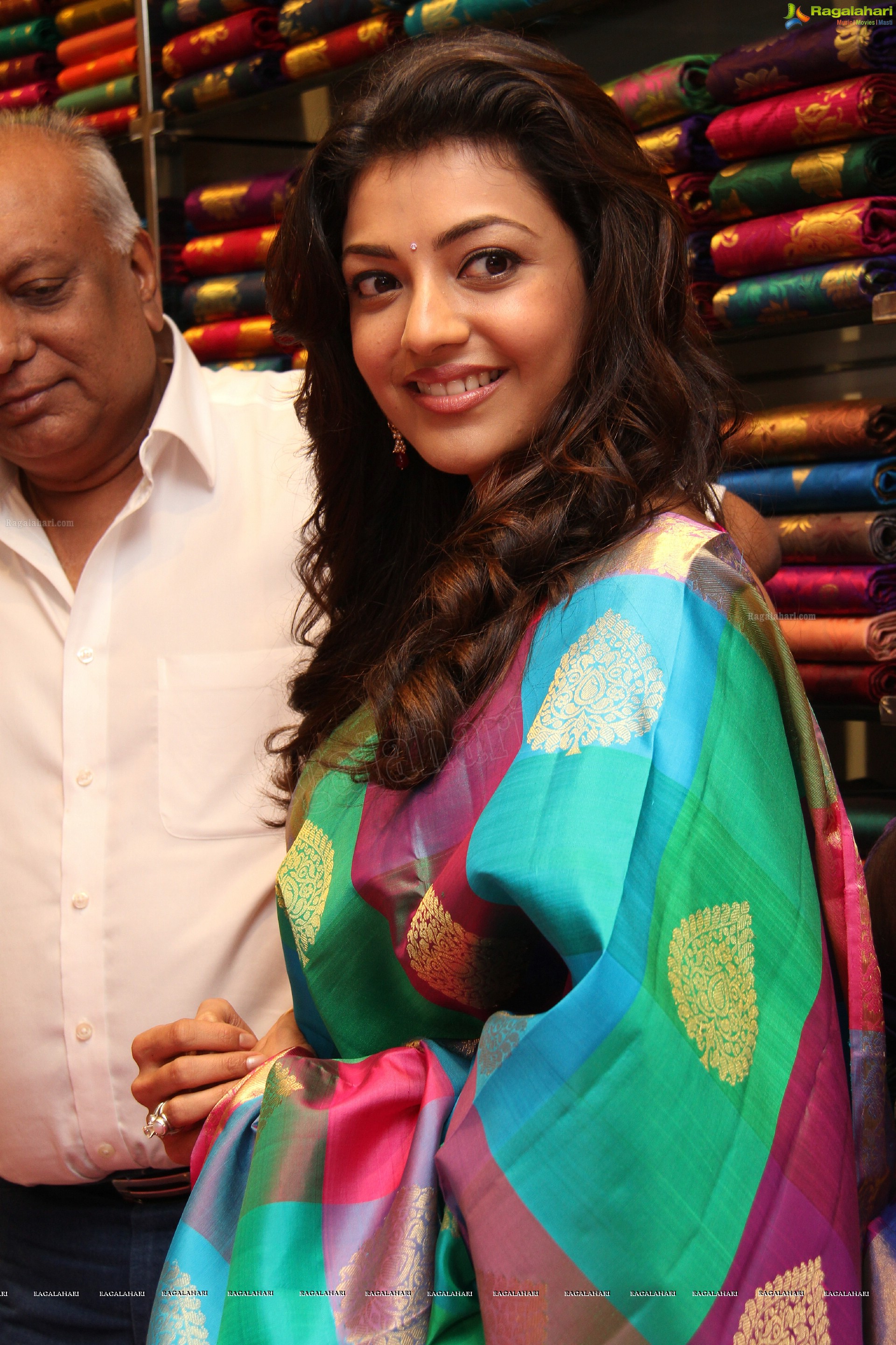 Kajal Aggarwal in Pink Saree at Kalanikethan, Hyderabad, Exclusive HD Photos