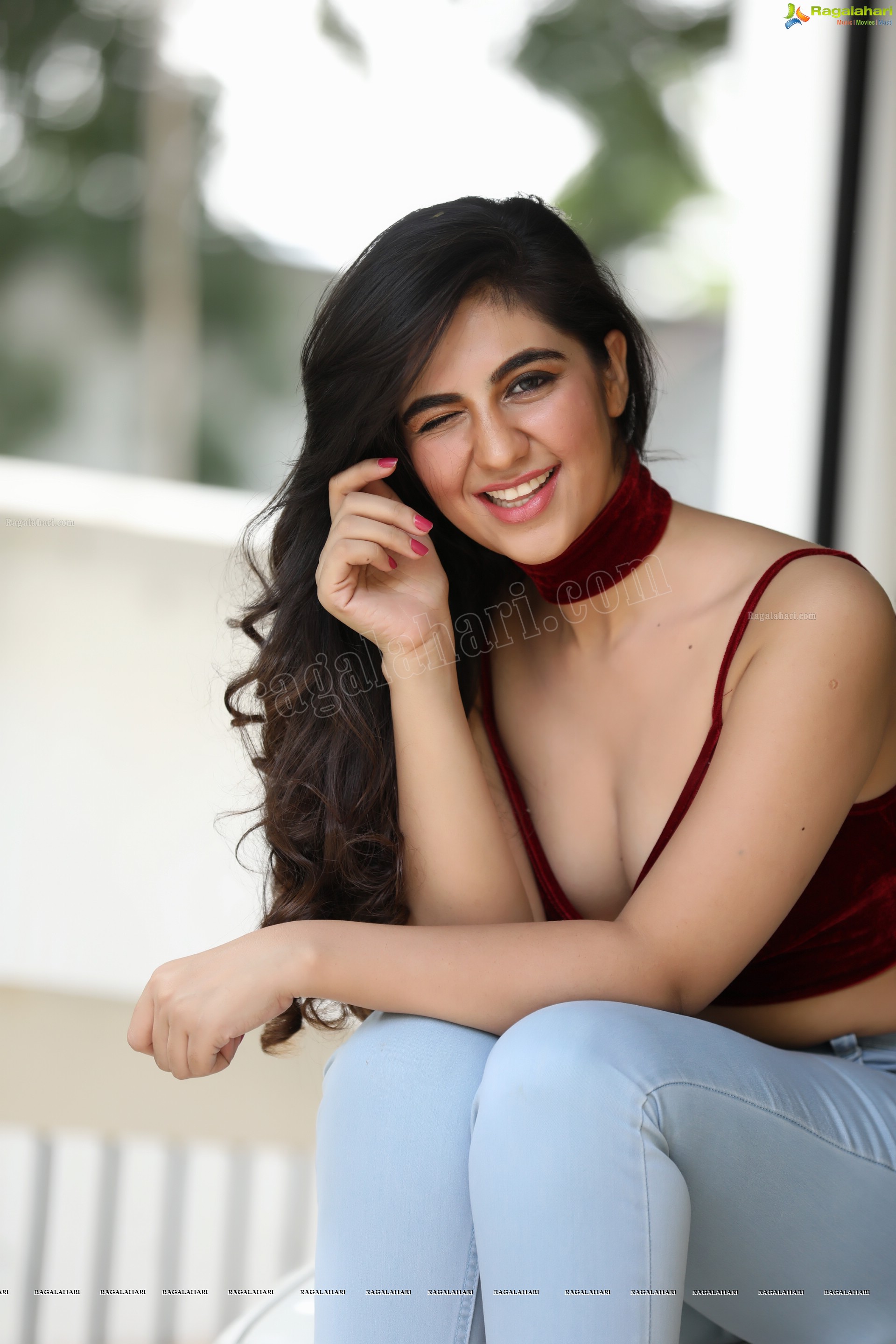 Harshita Panwar in Red Velvet Crop Top and Jeans, Exclusive Photo Shoot