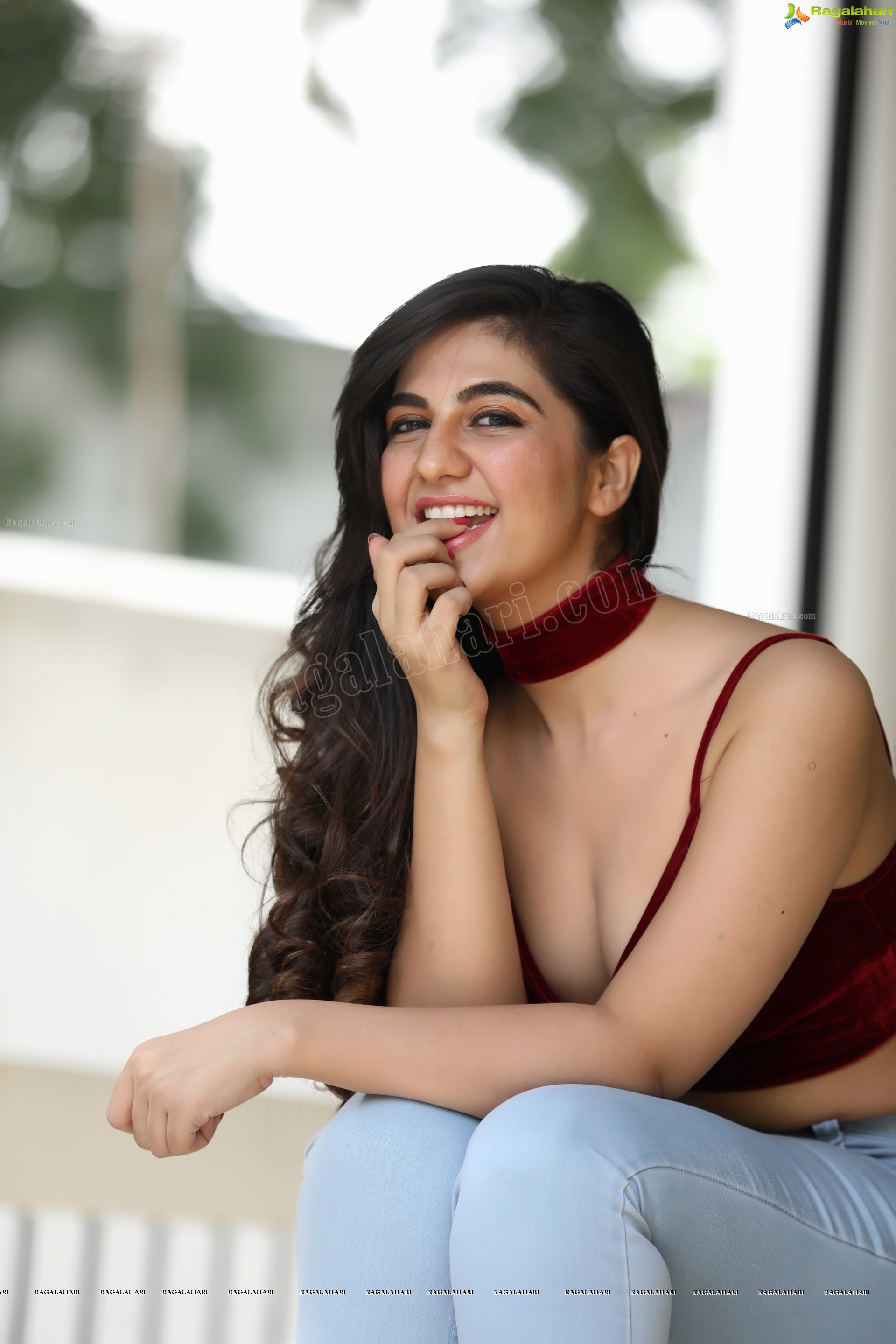 Harshita Panwar in Red Velvet Crop Top and Jeans, Exclusive Photo Shoot