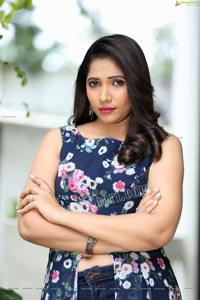 Anchor Indu in Navy Blue Floral Front Slit Top