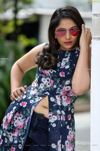 Anchor Indu in Navy Blue Floral Front Slit Top