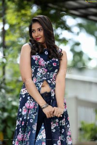 Anchor Indu in Navy Blue Floral Front Slit Top