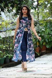 Anchor Indu in Navy Blue Floral Front Slit Top