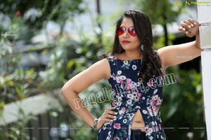 Anchor Indu in Navy Blue Floral Front Slit Top