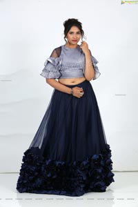 Anchor Indu in Navy Blue Ruffle Lehenga