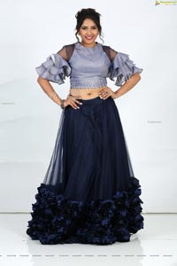 Anchor Indu in Navy Blue Ruffle Lehenga