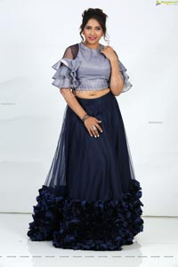 Anchor Indu in Navy Blue Ruffle Lehenga