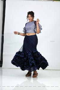 Anchor Indu in Navy Blue Ruffle Lehenga