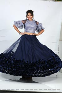 Anchor Indu in Navy Blue Ruffle Lehenga