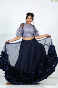 Anchor Indu in Navy Blue Ruffle Lehenga