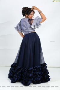 Anchor Indu in Navy Blue Ruffle Lehenga