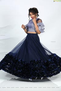 Anchor Indu in Navy Blue Ruffle Lehenga