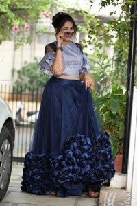 Anchor Indu in Navy Blue Ruffle Lehenga