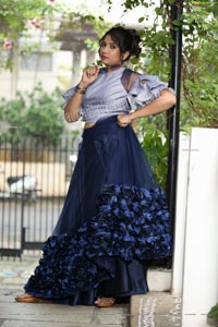 Anchor Indu in Navy Blue Ruffle Lehenga