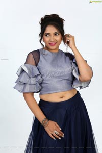 Anchor Indu in Navy Blue Ruffle Lehenga