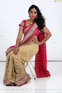 Lasya Sri in Pink and Cream Designer Saree