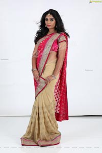 Lasya Sri in Pink and Cream Designer Saree