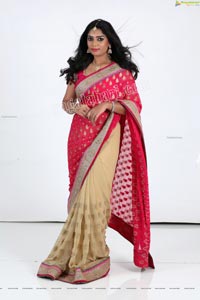 Lasya Sri in Pink and Cream Designer Saree