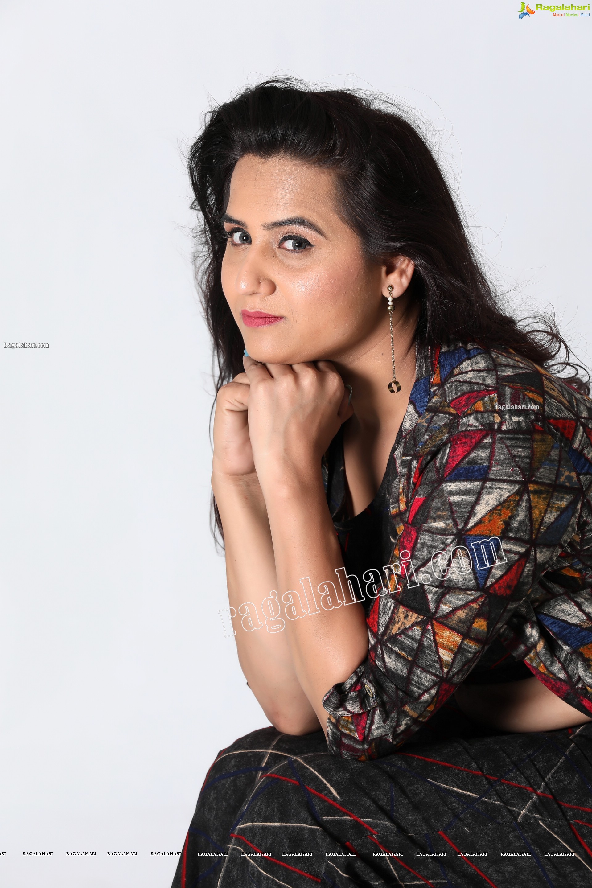 Preyasi Jiggar in Black Printed Crop Top With Palazzo and Long Jacket, Exclusive Photo Shoot