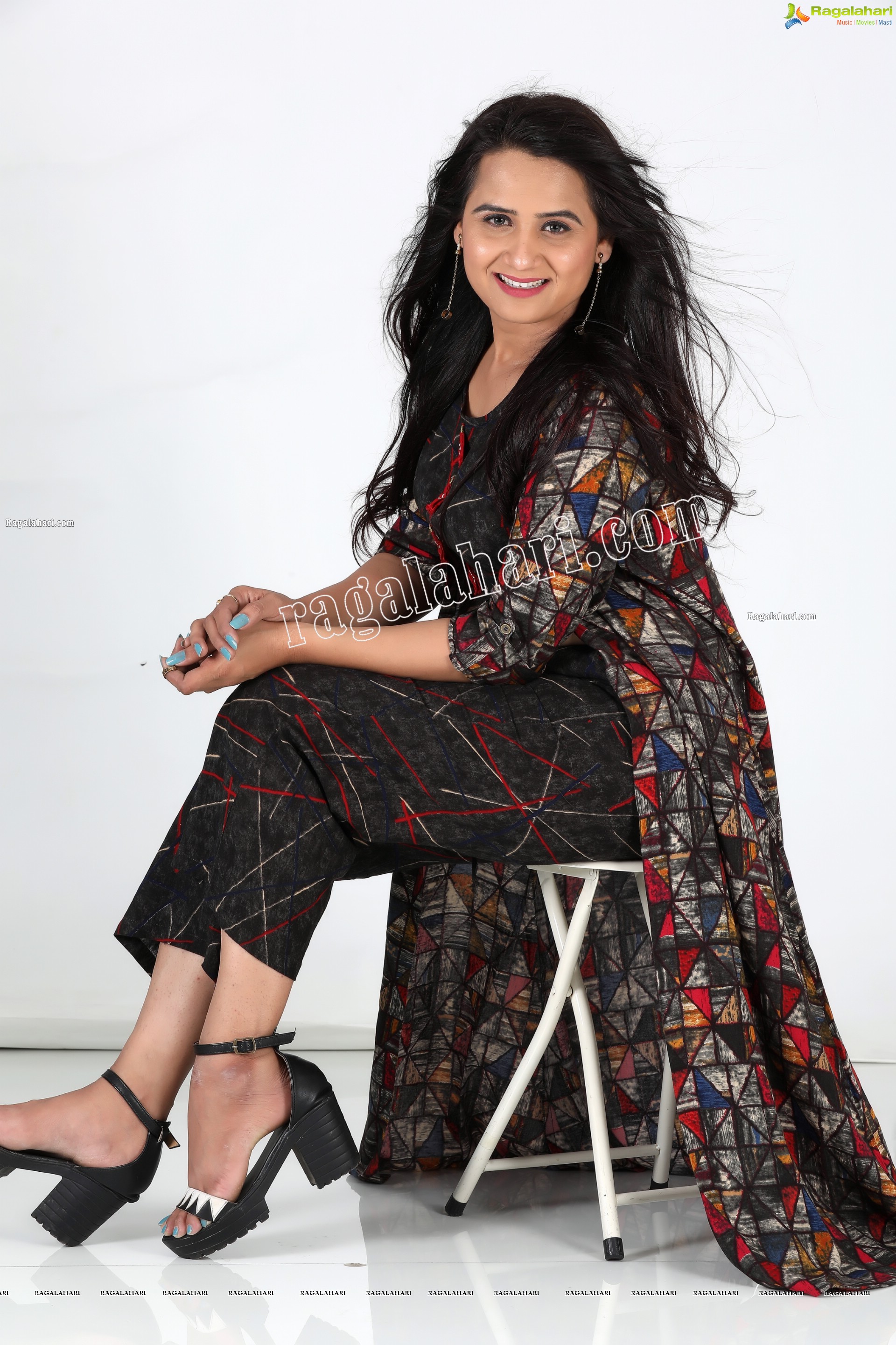 Preyasi Jiggar in Black Printed Crop Top With Palazzo and Long Jacket, Exclusive Photo Shoot