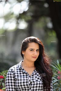 Preyasi Jiggar in Blue Checked Shirt and Jeans