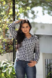 Preyasi Jiggar in Blue Checked Shirt and Jeans