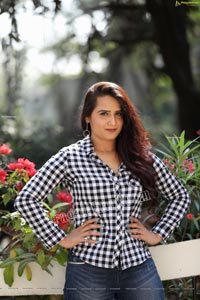 Preyasi Jiggar in Blue Checked Shirt and Jeans