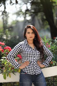 Preyasi Jiggar in Blue Checked Shirt and Jeans