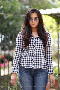 Preyasi Jiggar in Blue Checked Shirt and Jeans