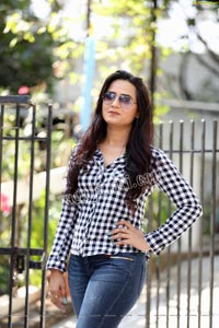 Preyasi Jiggar in Blue Checked Shirt and Jeans