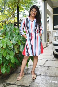 Shabeena Shaik in Striped Knee-Length Dress