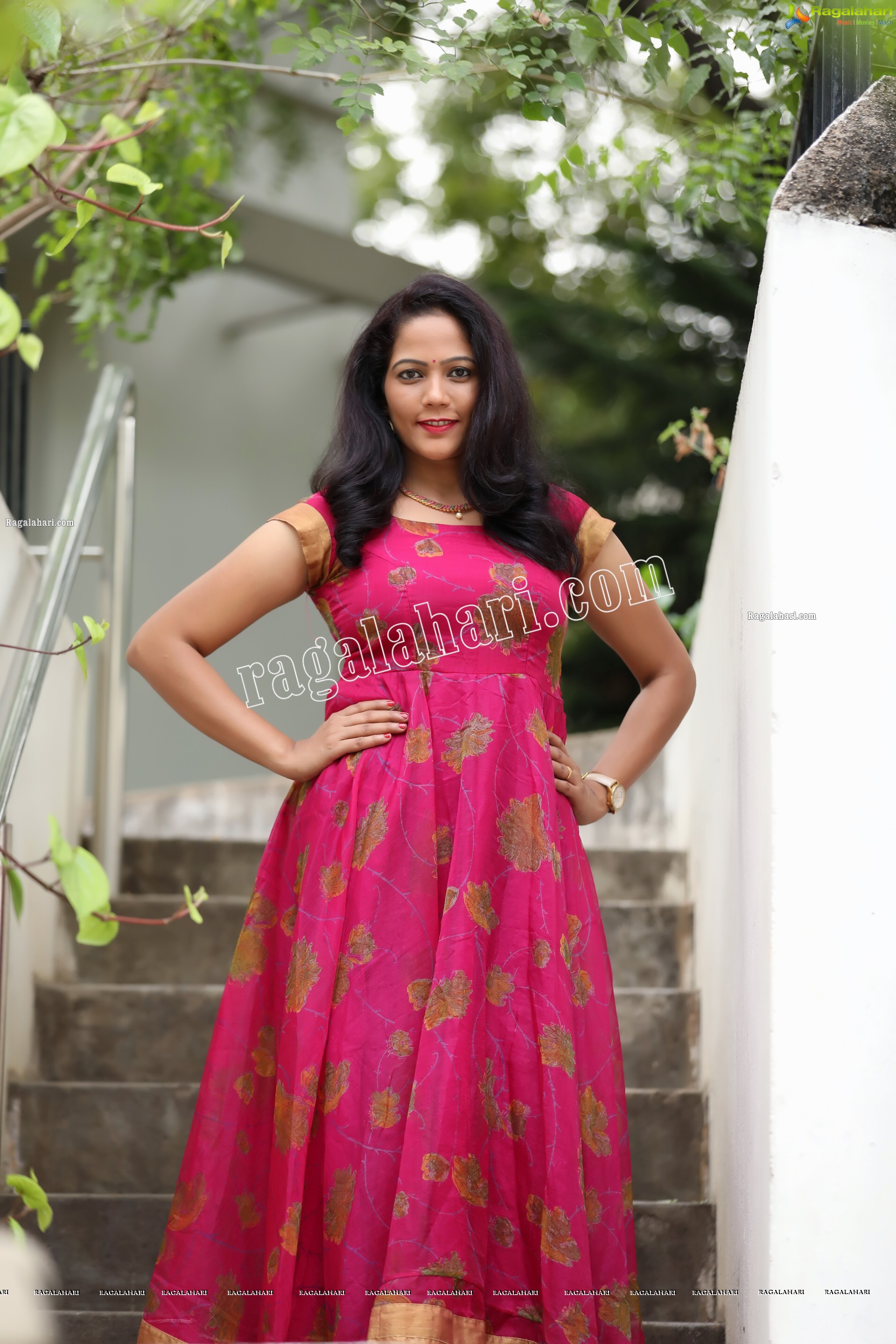 Shaik Faiza in Rani Pink Designer Long Gown, Exclusive Photo Shoot