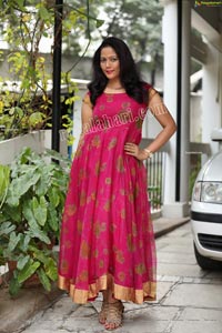 Shaik Faiza in Rani Pink Designer Long Gown