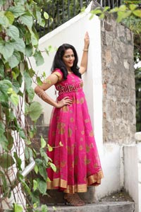 Shaik Faiza in Rani Pink Designer Long Gown