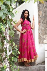 Shaik Faiza in Rani Pink Designer Long Gown
