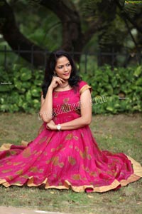 Shaik Faiza in Rani Pink Designer Long Gown