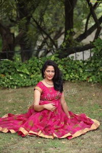 Shaik Faiza in Rani Pink Designer Long Gown